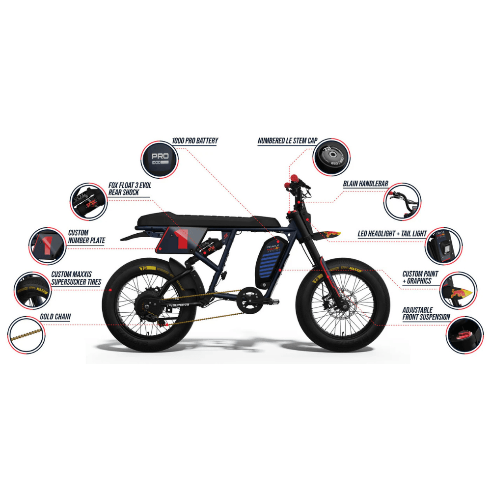 SUPER73 Oracle Red Bull Racing R Adventure Electric Bike 1.78m x 72.4cm