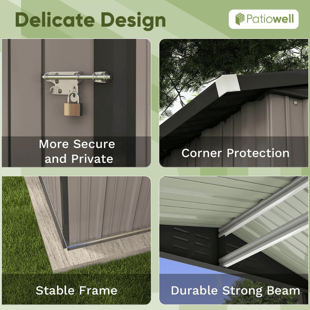 Patiowell Outdoor Storage Metal Shed 1.8m x 1.2m