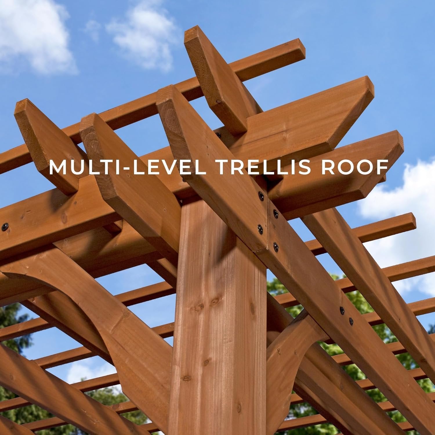 Traditional Cedar Wood Outdoor Patio Pergola Shade Structure 3m x 4.3m