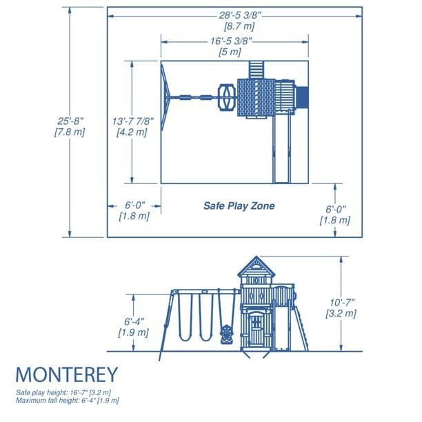 Backyard Discovery Monterey Wooden Swing Set 3m Slide