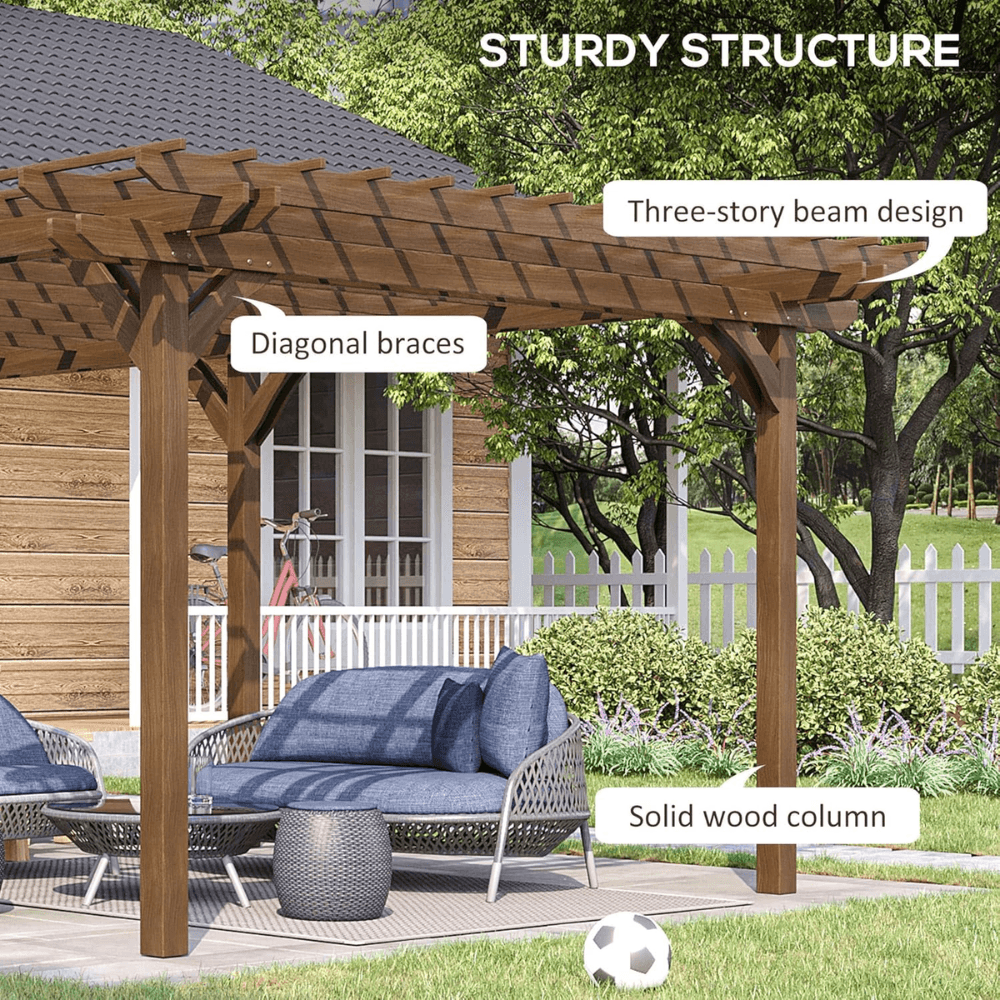 Outsunny DIY Deck Outdoor Wood Pergola 3.66m x 6.1m